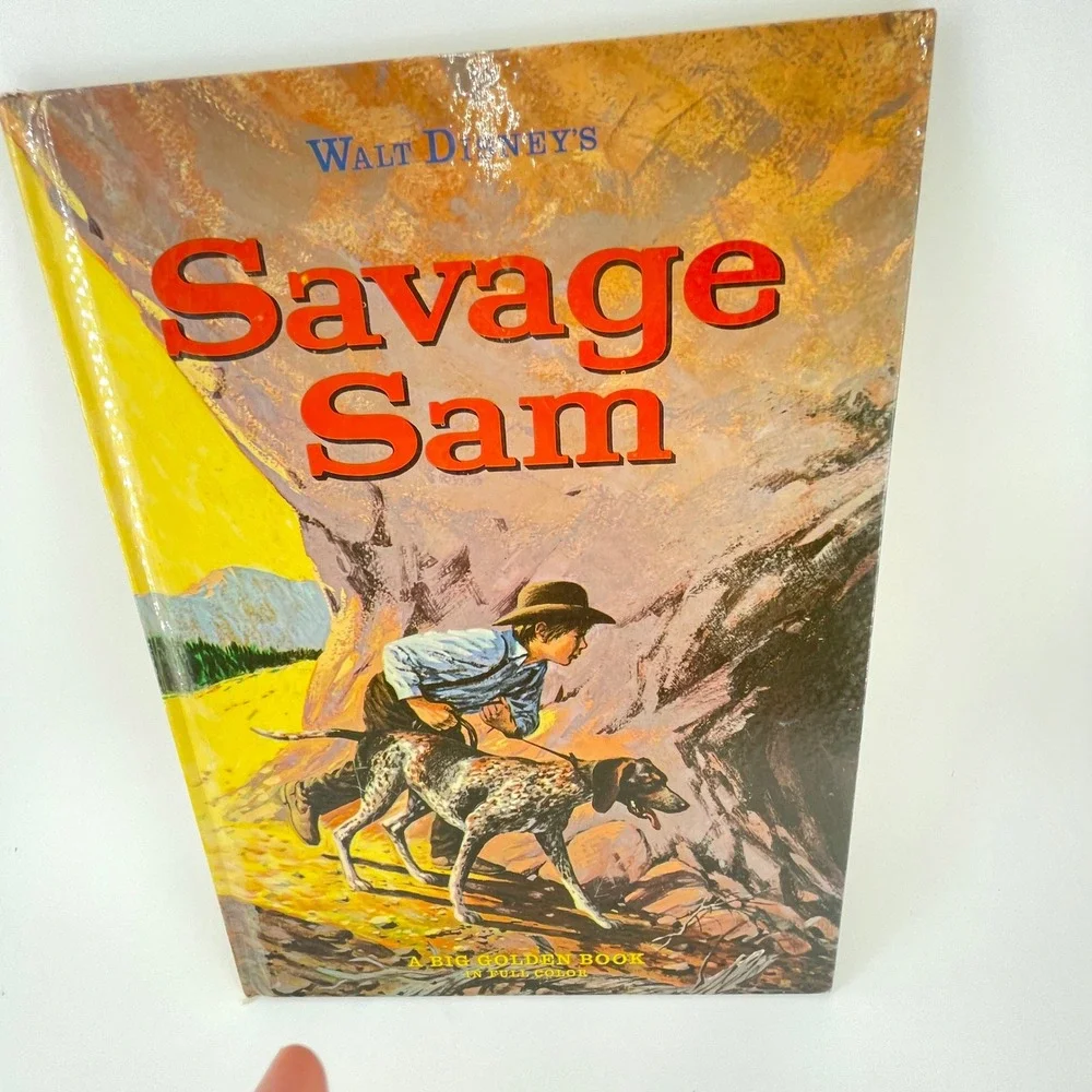 Walt Disney Savage Sam Big Golden Book 1963 Vintage Hardcover Western Large